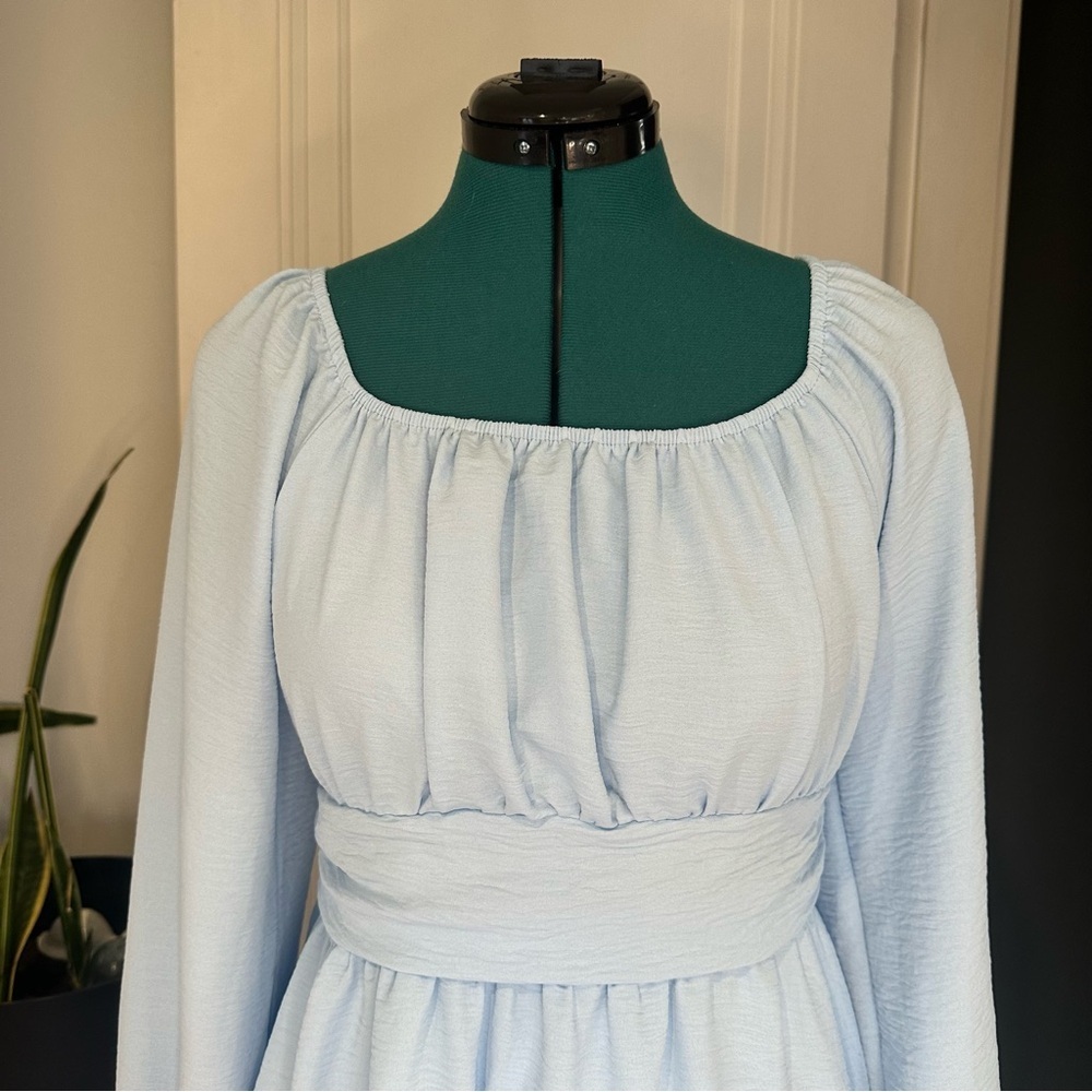 Dokotoo Womens Dress Long Lantern Sleeve Square Neck Tie Backless sz Large - Picture 2 of 9